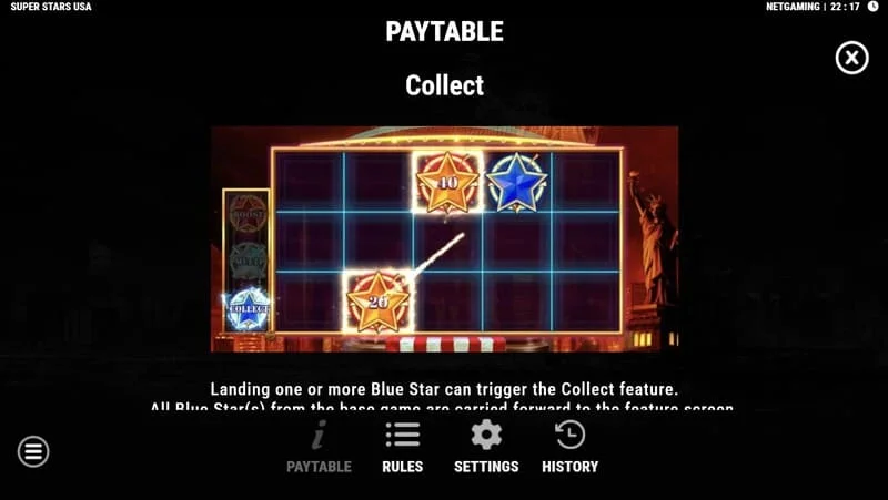 Super Stars USA – Collect funktsiooni käivitumine